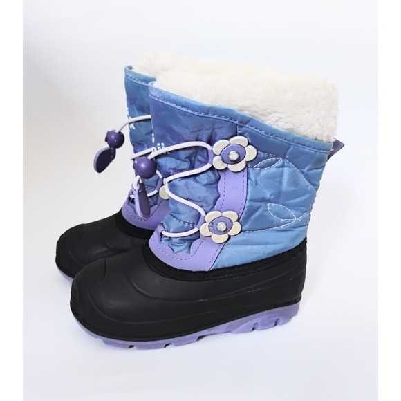 Kamik Other - Kamik Winter Boots Kids Size 10 Blue Purple Flower Quilted Faux Fur Snow Boots